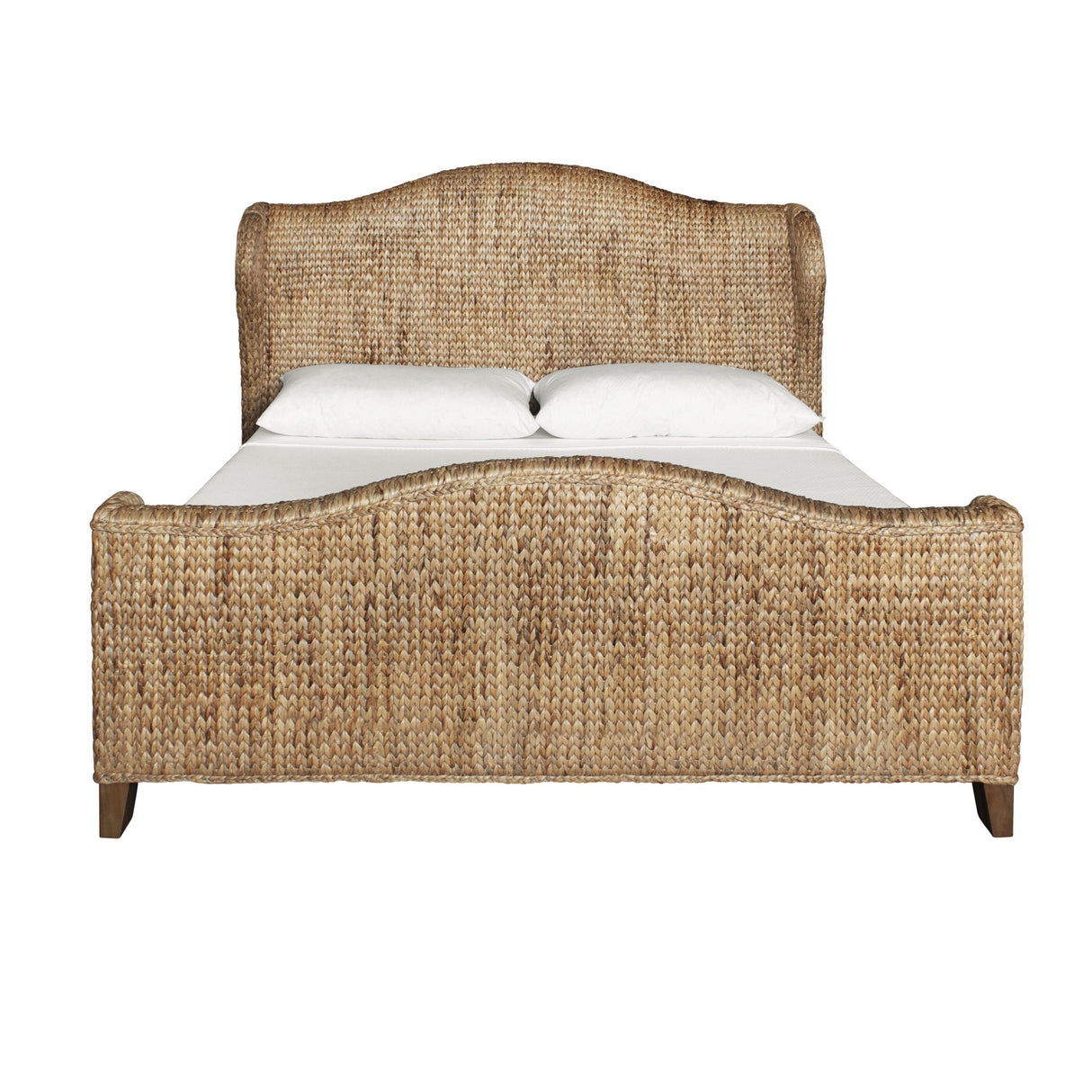 Worlds Away Winged Headboard And Footboard With Side Rails In Natural Water Hyacinth, King Size