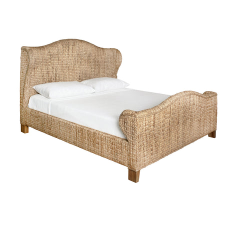Worlds Away Winged Headboard And Footboard With Side Rails In Natural Water Hyacinth, King Size