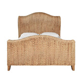 Worlds Away Winged Headboard And Footboard With Side Rails In Natural Water Hyacinth, Queen Size