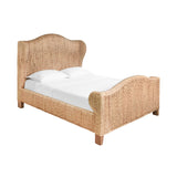 Worlds Away Winged Headboard And Footboard With Side Rails In Natural Water Hyacinth, Queen Size