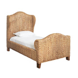Worlds Away Winged Headboard And Footboard With Side Rails In Natural Water Hyacinth, Twin Size