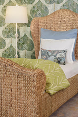 Worlds Away Winged Headboard And Footboard With Side Rails In Natural Water Hyacinth, Twin Size