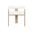 Worlds Away Modern Wooden Accent Chair With White Linen Upholstery