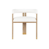 Worlds Away Modern Wooden Accent Chair With White Linen Upholstery