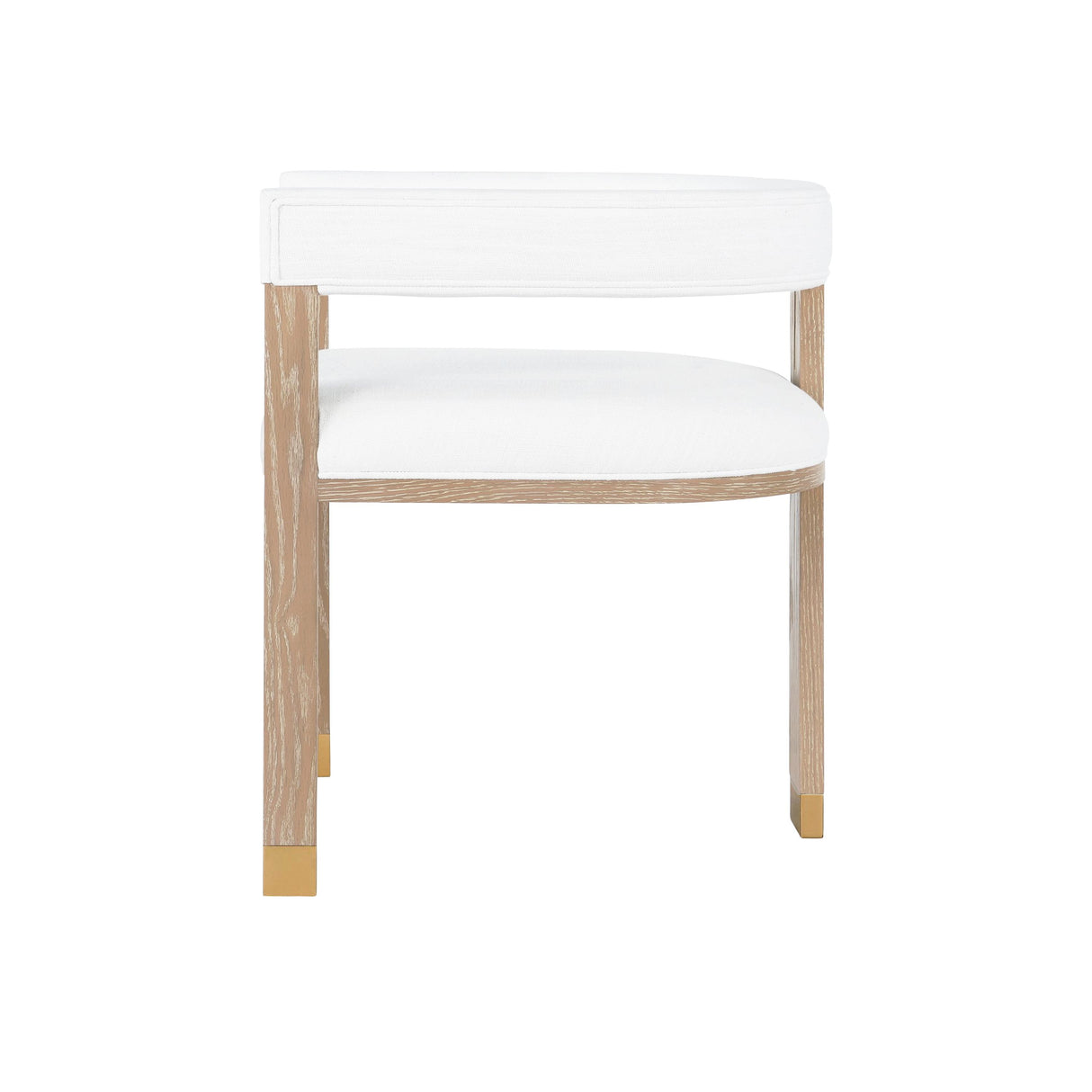 Worlds Away Modern Wooden Accent Chair With White Linen Upholstery