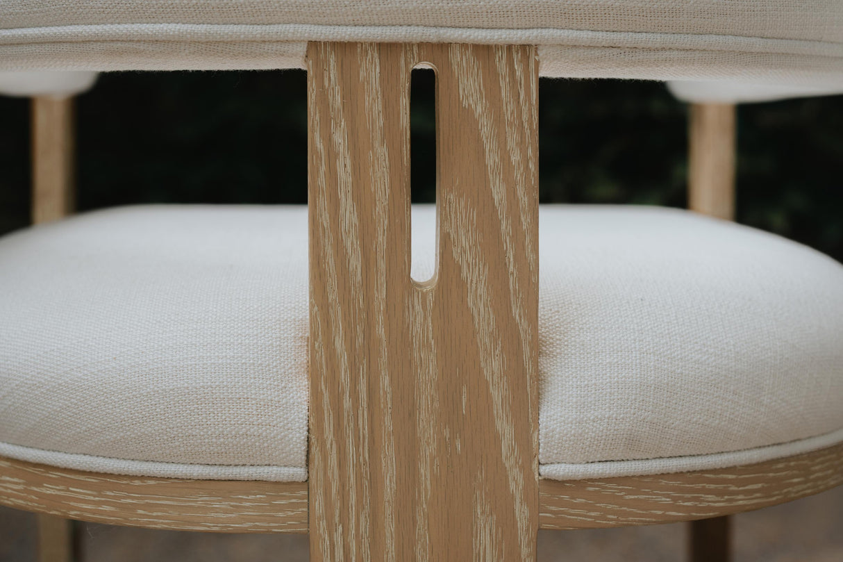 Worlds Away Modern Wooden Accent Chair With White Linen Upholstery