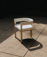 Worlds Away Modern Wooden Accent Chair With White Linen Upholstery