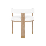 Worlds Away Modern Wooden Accent Chair With White Linen Upholstery