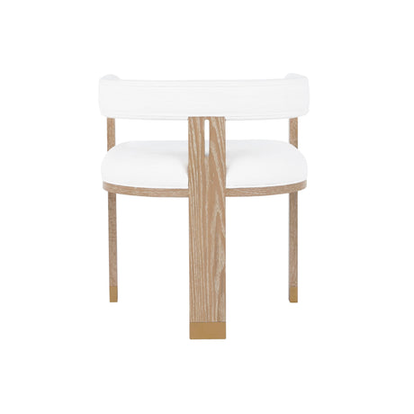 Worlds Away Modern Wooden Accent Chair With White Linen Upholstery
