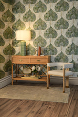 Worlds Away Modern Wooden Accent Chair With White Linen Upholstery