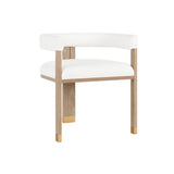 Worlds Away Modern Wooden Accent Chair With White Linen Upholstery