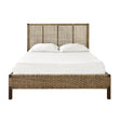 Worlds Away Seagrass Wrapped Headboard And Footboard With Wood Side Rails And Legs, Queen Size