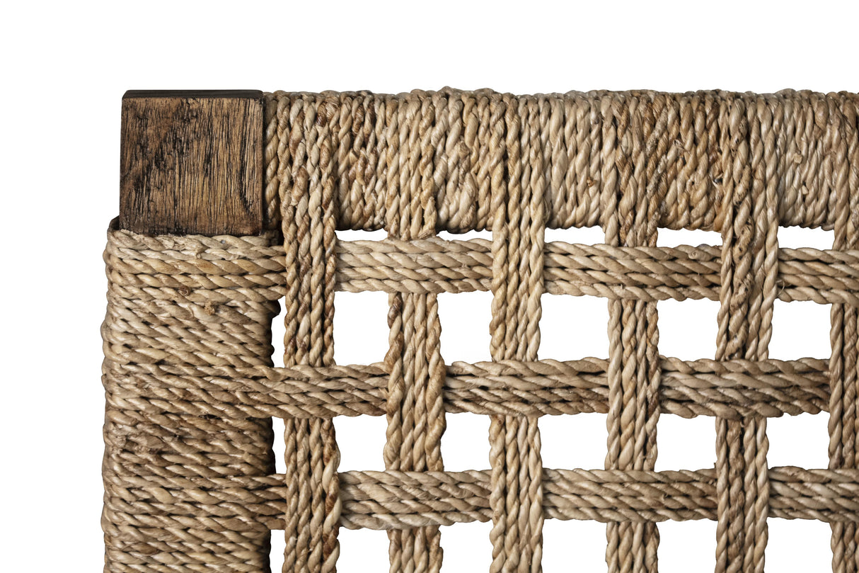 Worlds Away Seagrass Wrapped Headboard And Footboard With Wood Side Rails And Legs, King Size