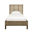 Worlds Away Seagrass Wrapped Headboard And Footboard With Wood Side Rails And Legs, Twin Size