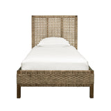 Worlds Away Seagrass Wrapped Headboard And Footboard With Wood Side Rails And Legs, Twin Size