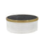Worlds Away White Marble Container With Black Marble Top With Brass Rim