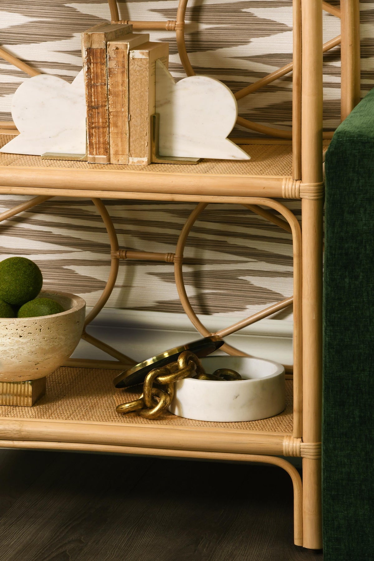 Worlds Away White Marble Container With Black Marble Top With Brass Rim