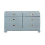 Worlds Away Six Drawer Rounded Edge Chest With Brass Beetle Knob In Light Blue Matte Lacquer