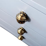Worlds Away Six Drawer Rounded Edge Chest With Brass Beetle Knob In Light Blue Matte Lacquer