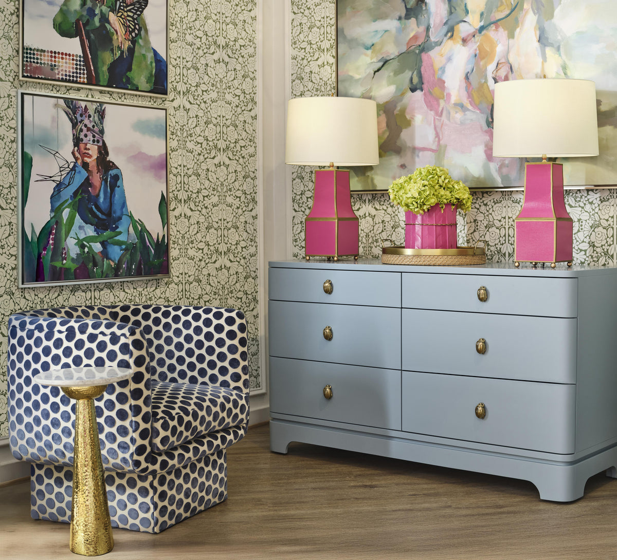Worlds Away Six Drawer Rounded Edge Chest With Brass Beetle Knob In Light Blue Matte Lacquer