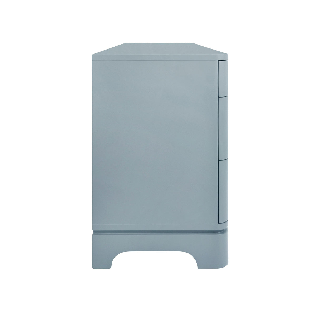 Worlds Away Six Drawer Rounded Edge Chest With Brass Beetle Knob In Light Blue Matte Lacquer