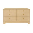 Worlds Away Six Drawer Rounded Edge Chest With Brass Beetle Knob In Natural Grasscloth