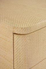 Worlds Away Six Drawer Rounded Edge Chest With Brass Beetle Knob In Natural Grasscloth