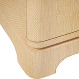 Worlds Away Six Drawer Rounded Edge Chest With Brass Beetle Knob In Natural Grasscloth