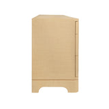 Worlds Away Six Drawer Rounded Edge Chest With Brass Beetle Knob In Natural Grasscloth