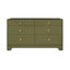 Worlds Away Six Drawer Rounded Edge Chest With Brass Beetle Knob In Olive Green Matte Lacquer