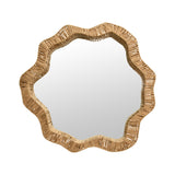 Worlds Away Round Organic Shaped Mirror With Natural Rattan Frame
