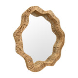 Worlds Away Round Organic Shaped Mirror With Natural Rattan Frame