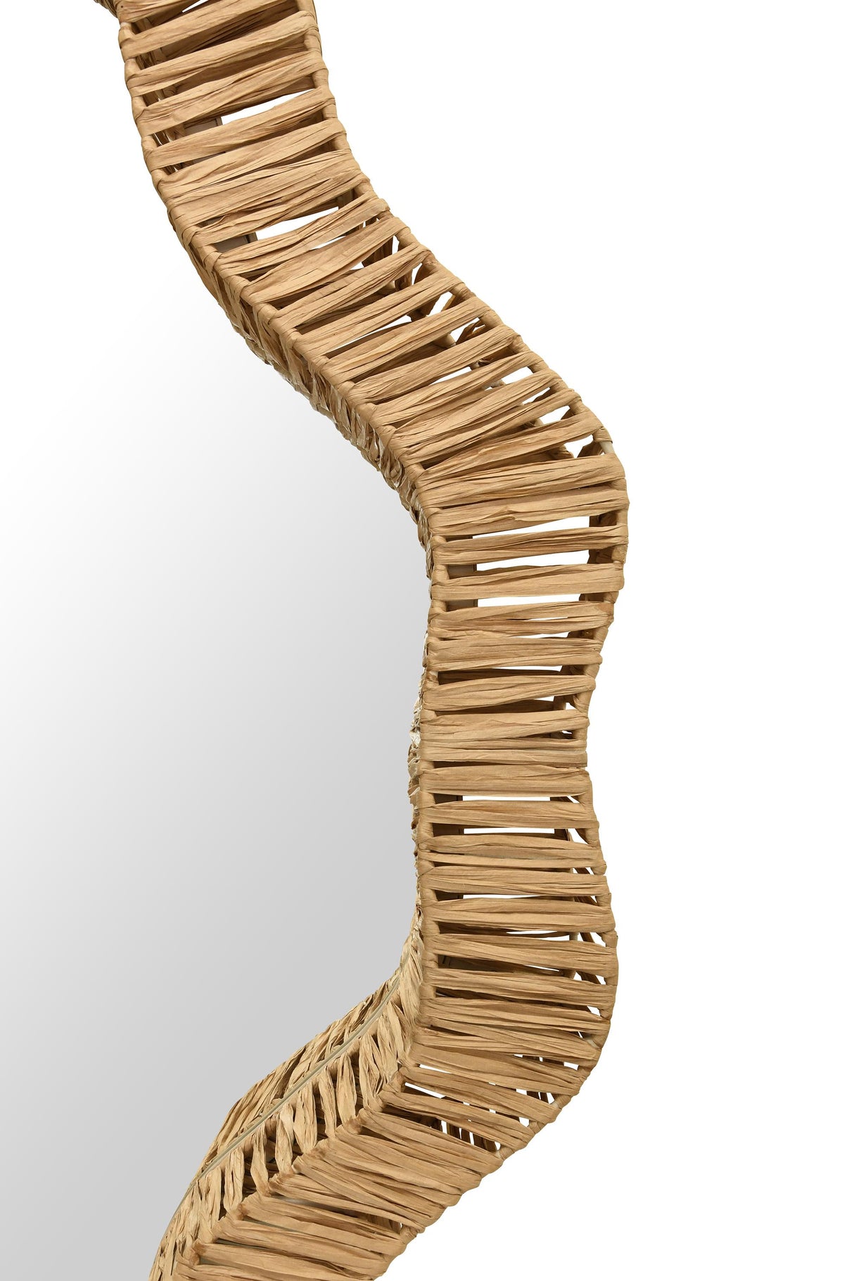 Worlds Away Round Organic Shaped Mirror With Natural Rattan Frame