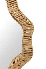 Worlds Away Round Organic Shaped Mirror With Natural Rattan Frame