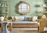 Worlds Away Round Organic Shaped Mirror With Natural Rattan Frame