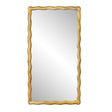 Worlds Away Rectangular Mirror With Wavey Textured Frame In Brass