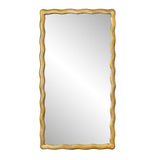 Worlds Away Rectangular Mirror With Wavey Textured Frame In Brass