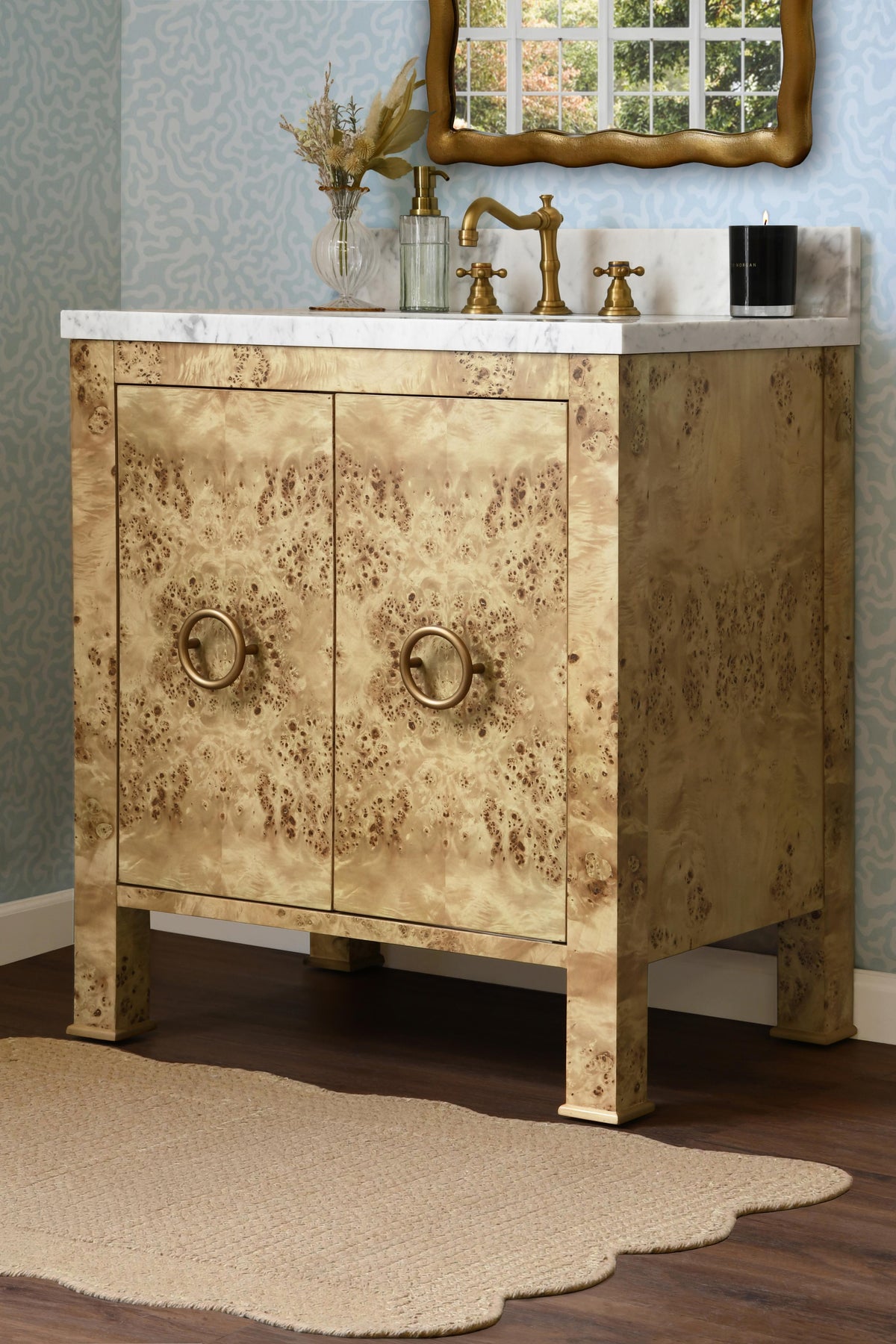 Worlds Away Rectangular Mirror With Wavey Textured Frame In Brass