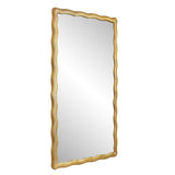 Worlds Away Rectangular Mirror With Wavey Textured Frame In Brass