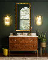 Worlds Away Rectangular Mirror With Wavey Textured Frame In Brass