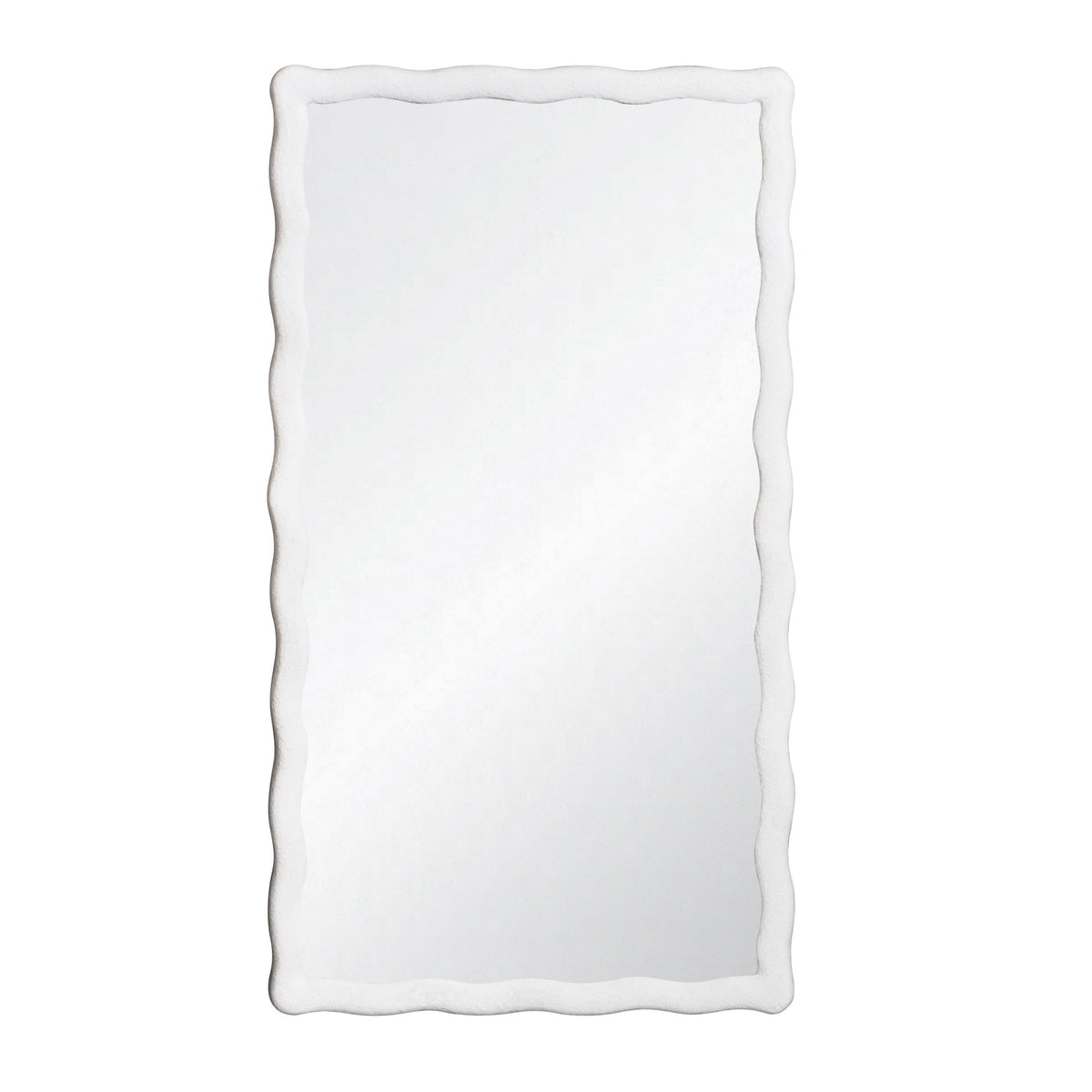Worlds Away Rectangular Mirror With Wavey Textured Frame In White