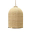 Worlds Away Bell Shaped Natural Rattan Pendant With Satin Brass Trim