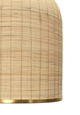 Worlds Away Bell Shaped Natural Rattan Pendant With Satin Brass Trim