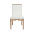 Worlds Away Square Back Dining Chair With Decorative Apron In Cerused Oak With Performance White Linen Upholstery