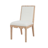 Worlds Away Square Back Dining Chair With Decorative Apron In Cerused Oak With Performance White Linen Upholstery