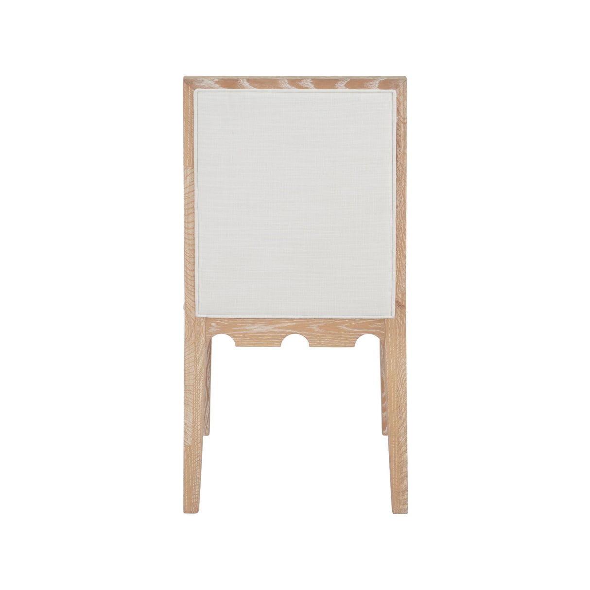 Worlds Away Square Back Dining Chair With Decorative Apron In Cerused Oak With Performance White Linen Upholstery