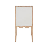 Worlds Away Square Back Dining Chair With Decorative Apron In Cerused Oak With Performance White Linen Upholstery