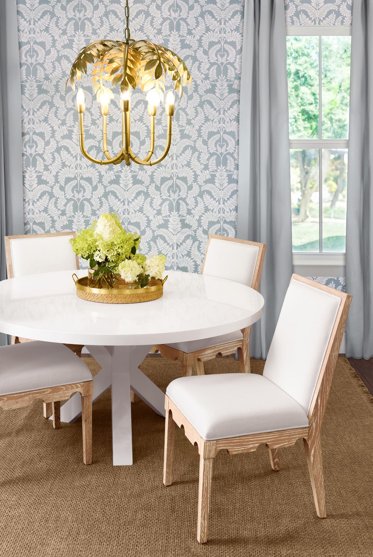 Worlds Away Square Back Dining Chair With Decorative Apron In Cerused Oak With Performance White Linen Upholstery