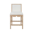 Worlds Away Square Back Counter Stool With Decorative Apron In Cerused Oak With Performance White Linen Upholstery