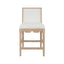 Worlds Away Square Back Counter Stool With Decorative Apron In Cerused Oak With Performance White Linen Upholstery
